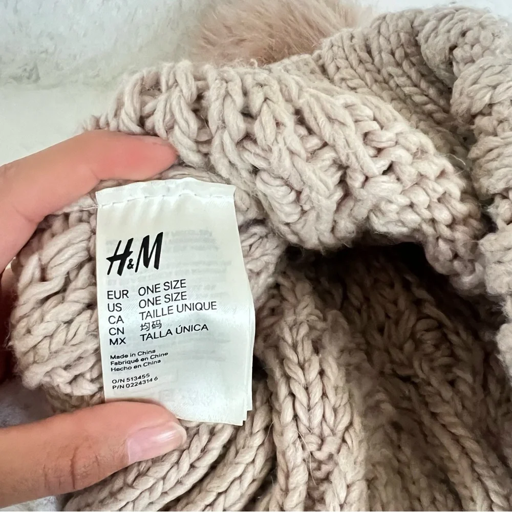 H&M Tan‎ Knit Beanie with Pom-Pom